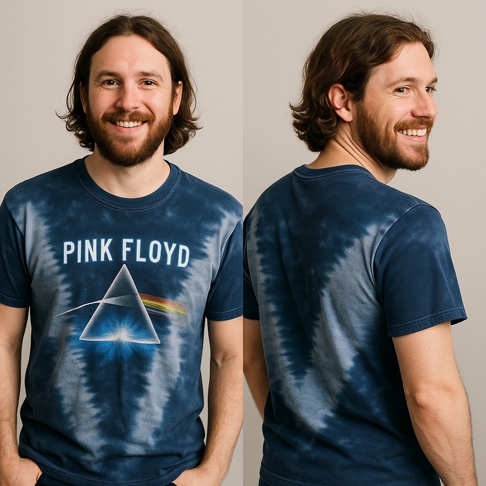 Pink Floyd Mens Large Tie Dye Dark Side of the Moon Band T Shirt Vintage Style